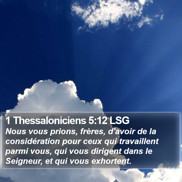 1 Thessaloniciens 5:12 LSG Bible Study