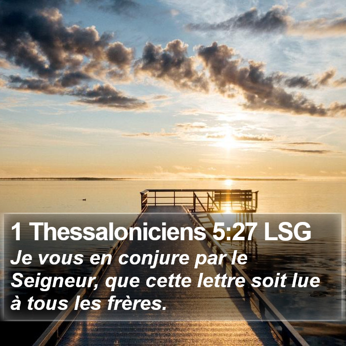 1 Thessaloniciens 5:27 LSG Bible Study