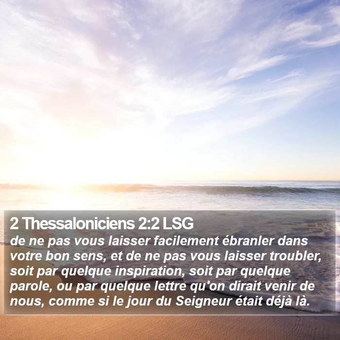 2 Thessaloniciens 2:2 LSG Bible Study