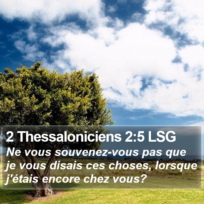 2 Thessaloniciens 2:5 LSG Bible Study