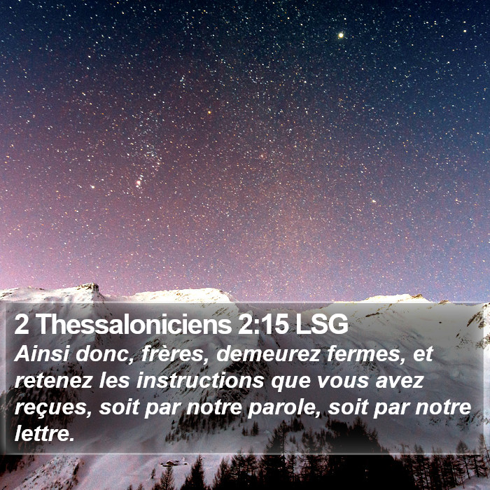 2 Thessaloniciens 2:15 LSG Bible Study