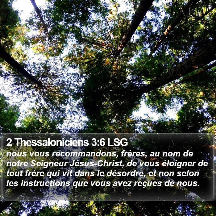 2 Thessaloniciens 3:6 LSG Bible Study