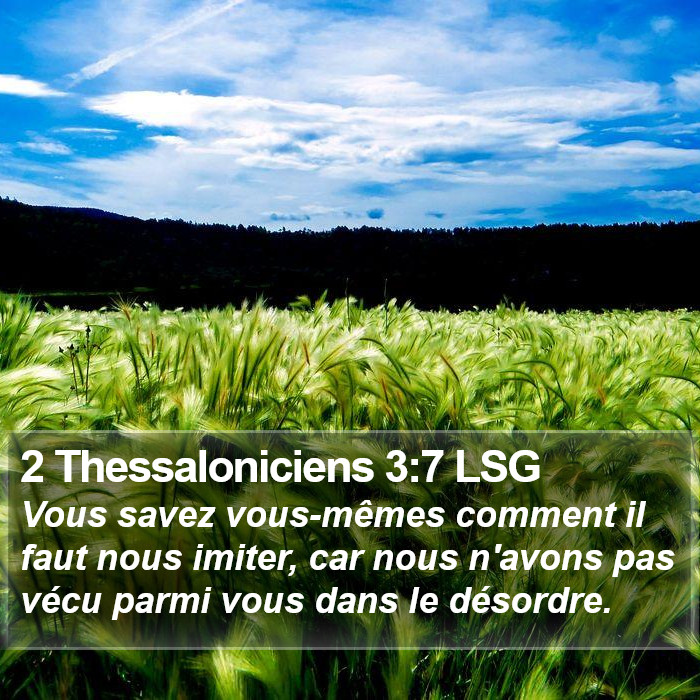 2 Thessaloniciens 3:7 LSG Bible Study