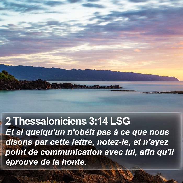 2 Thessaloniciens 3:14 LSG Bible Study