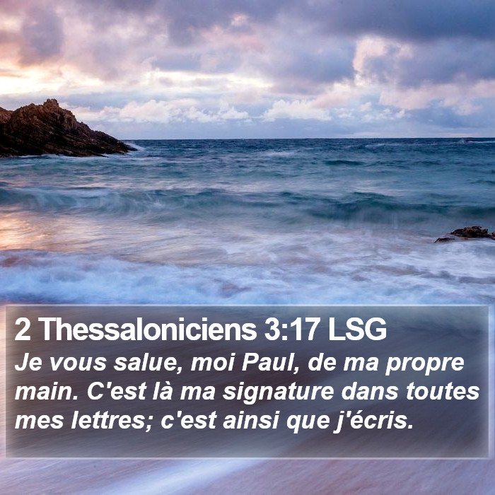 2 Thessaloniciens 3:17 LSG Bible Study