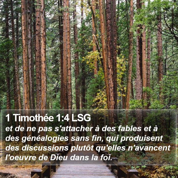 1 Timothée 1:4 LSG Bible Study