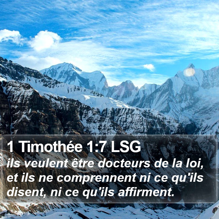 1 Timothée 1:7 LSG Bible Study