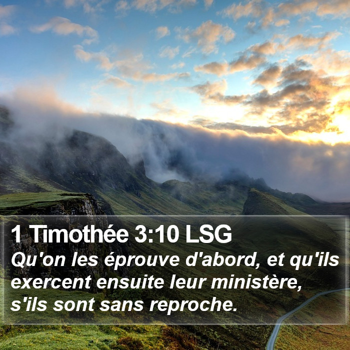 1 Timothée 3:10 LSG Bible Study