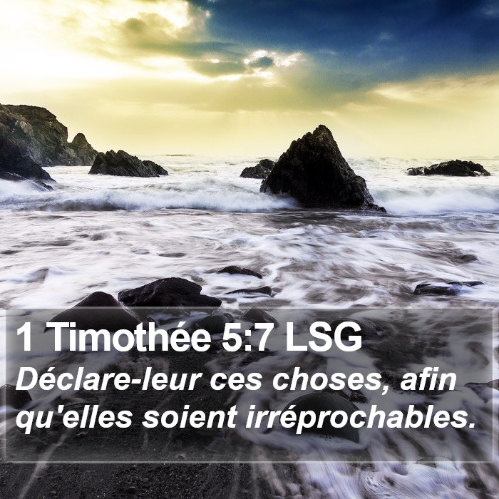 1 Timothée 5:7 LSG Bible Study