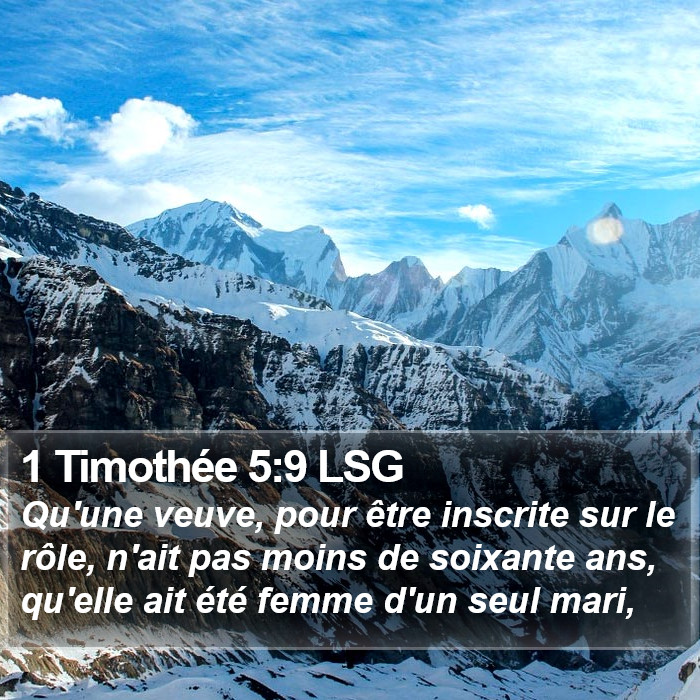 1 Timothée 5:9 LSG Bible Study