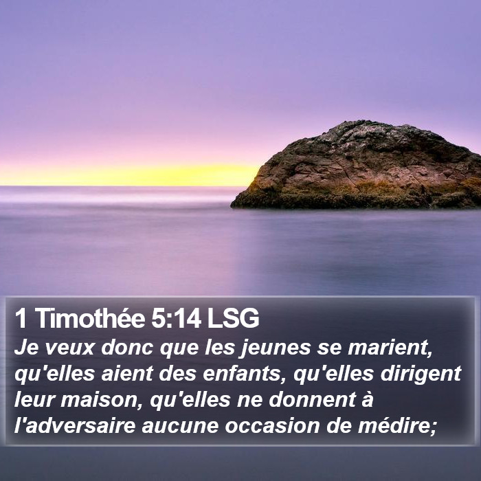 1 Timothée 5:14 LSG Bible Study