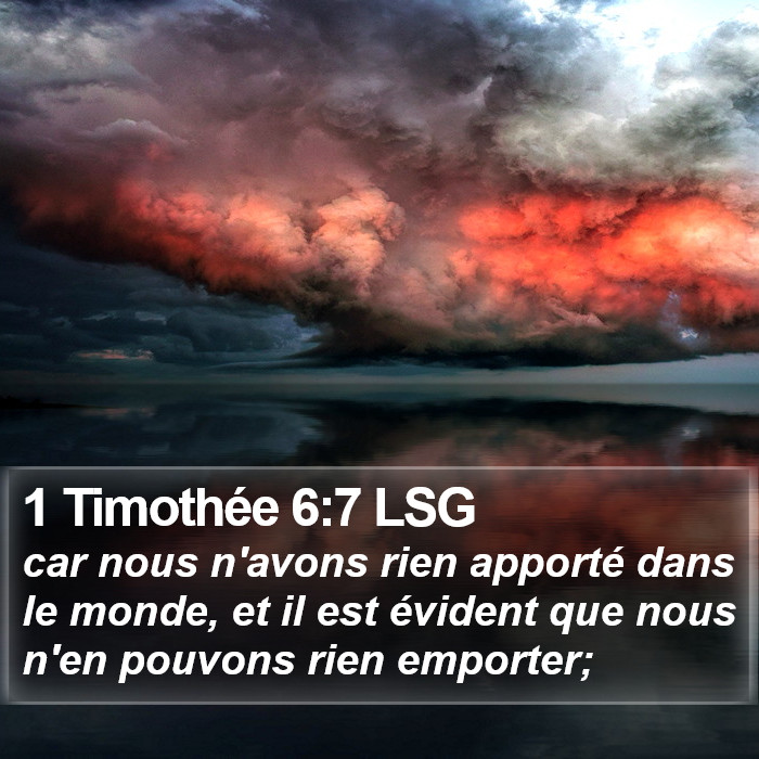 1 Timothée 6:7 LSG Bible Study