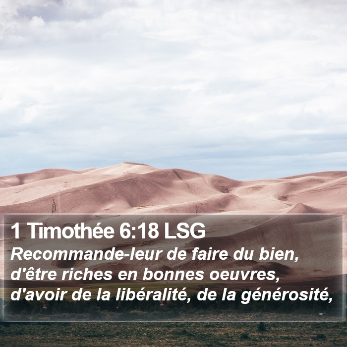 1 Timothée 6:18 LSG Bible Study