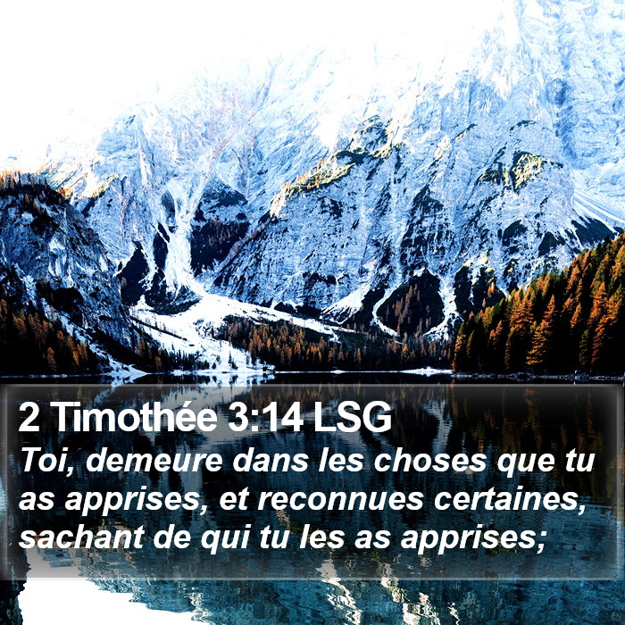 2 Timothée 3:14 LSG Bible Study