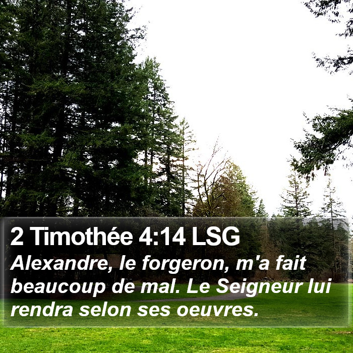 2 Timothée 4:14 LSG Bible Study