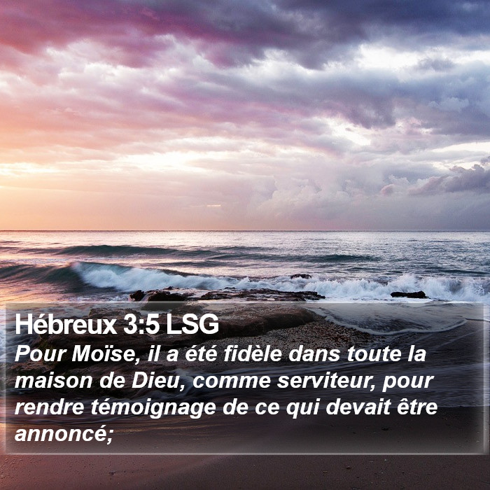 Hébreux 3:5 LSG Bible Study