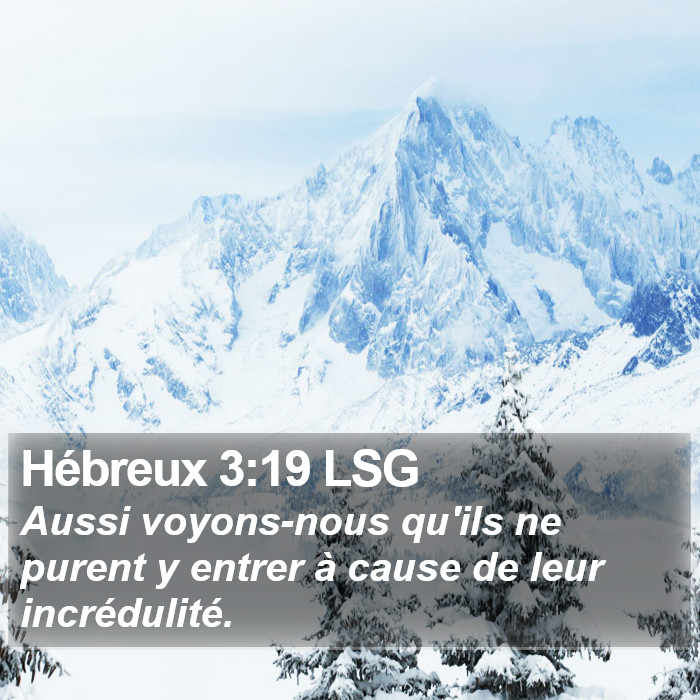 Hébreux 3:19 LSG Bible Study