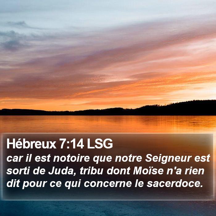 Hébreux 7:14 LSG Bible Study