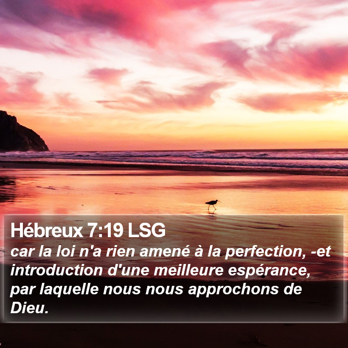 Hébreux 7:19 LSG Bible Study