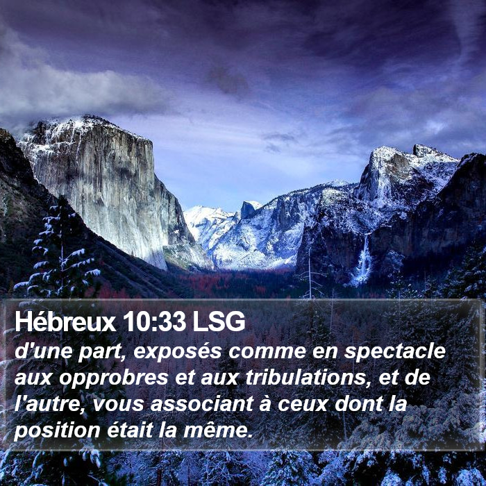 Hébreux 10:33 LSG Bible Study