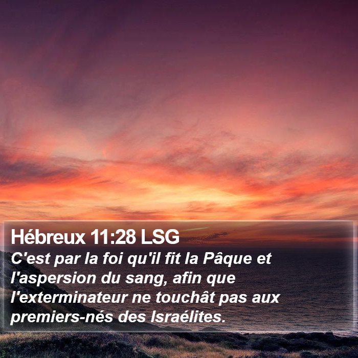 Hébreux 11:28 LSG Bible Study