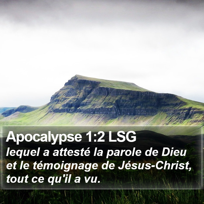 Apocalypse 1:2 LSG Bible Study