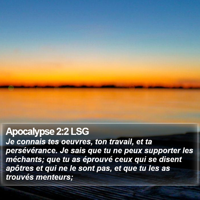 Apocalypse 2:2 LSG Bible Study